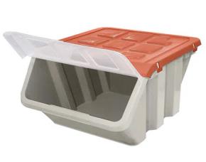 Caja Plsatica Almacenadora Con Tapa Taupe(Desc)