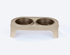 Comedero Alto Para Perro Pequeño Taupe/Mocca