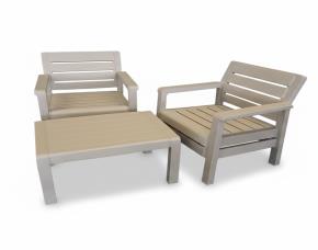 Set De Muebles Para Balcon 3 Piezas Cemento (1 Mesa/2 Sillas)