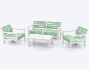 Sala Baru 4 Piezas Salvia/Blanco  (1 Mesa/2 Sillas/1 Silla Doble)