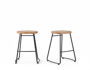 Jgo. 2 Taburetes  D/Metal C/Asiento D/Madera Para Barra-Comedor,  , Stylewell.