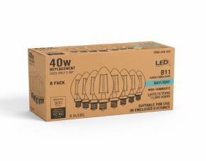 Paq. De 8 Bombillos Led Tipo Torpedo 3.3W=40W, Transaparente  , B11, 300Lumens, 5000K, Ecosmar...