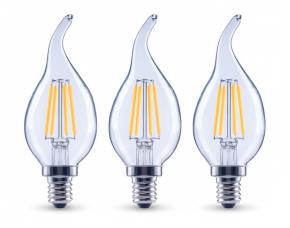 Paq. 8 Bombillos Led Tipo Flama 3.3W=40W C/Filamento, No-Dimeable,Soft White,300Lums,2700K, E1...