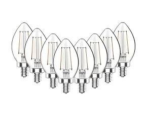 Paq. De 8 Bombillos Led Tipo Torpedo Transparente Candelabra,Daylight, B11, 40W, 300Lumens,500...