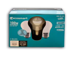 Paq. 3 Bombillos Led 8W=100W, Vidrio Esmerilado, Dimeable,Daylaight,900Lums,5000K, E26, Ecosma...