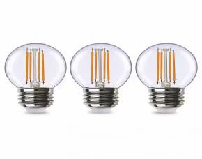 Paq. 3 Bombillos Transparentes Tipo Globo Led G16.5 6W=60W, E26,Soft White 2700K,500Lums, Ecos...