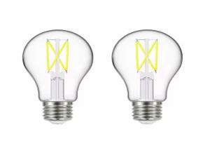 Paq. De 2 Bombillos Led Transparente 6W=40W, 2700K, 450Lumens, A19, Soft White, Dimeable, Ecos...