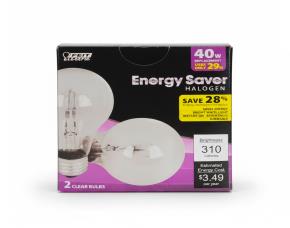 Bombillo Halogeno Claro 29W=40W Soft White, 3000K, 310Lums, A19, E26, Feit Electric.