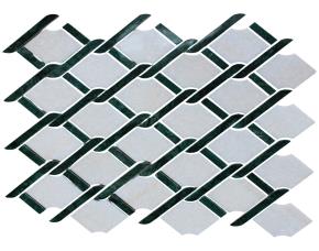 Pliego De  Mosaico De Vidrio 31.3X28.3 Cm Blanco/ Verde