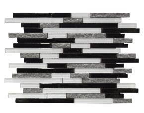 Pliego De Mosaico Vidrio 30X30Cmx6Mm (300X300Mm) Negro/Blanco
