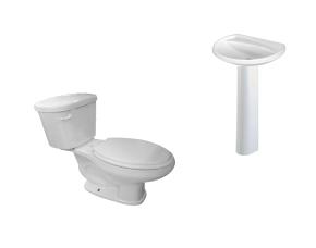 Promo Tulipan Redondo Blanco (Inod+Tanq+Asient+Lavabo /Con Pedestal+Llave Sencilla)