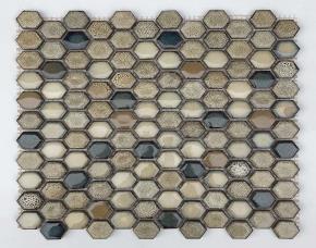 Pliego De Mosaico De Vidrio Piezas Hexagonal 29.5X30.5Cm