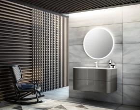 Jgo. Mueble P/Baño Gris 2 Gavetas Con Espejo