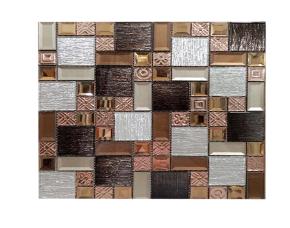 Pliego De  Mosaico Vidrio 30X30Cm Cafe/Gris