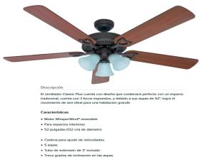 Ventilador Techo Classic Plus 52\