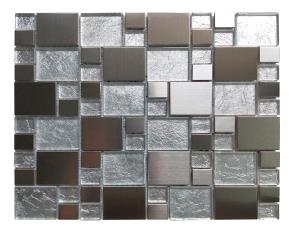Pliego De  Mosaico Vidrio/Metal 30X30Cm Gris