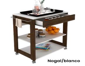 Mesa Multiusos Con Rodo Nogal/Blanco