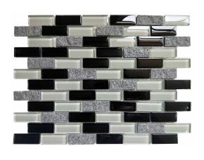 Pliego De Mosaico Vidrio/Piedra 30X30Cm Blanco/Negro