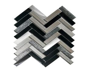 Pliego De Mosaico Vidrio 30X30Cm Gris/Negro