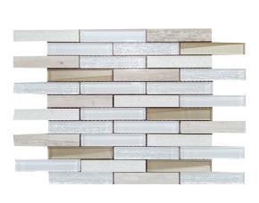 Pliego De  Mosaico Vidrio/Piedra/Ceramica 30X30Cm Blanco/Cafe