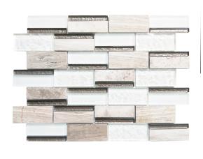 Pliego De Mosaico Vidrio/Piedra 30X30Cm Cafe/Blanco